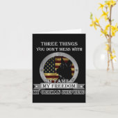 Black German Shepherd American Flag Three Things Y カード (黄色い花)