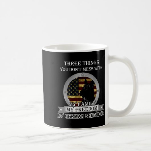 Black German Shepherd American Flag Three Things Y コーヒーマグカップ (右)