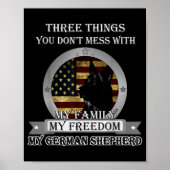 Black German Shepherd American Flag Three Things Y ポスター (正面)