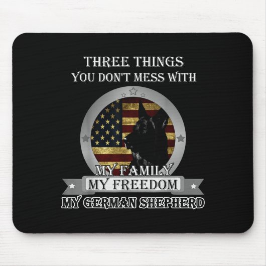 Black German Shepherd American Flag Three Things Y マウスパッド (正面)