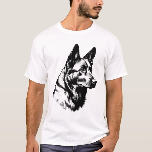Black German Shepherd Dog Portrait Tee Tシャツ (正面)