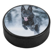 Black German Shepherd in snow Duvet Cover アイスホッケーパック (3/4)