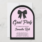 Black Gingham Bow Arch Photo Graduation Party 招待状 (裏面)