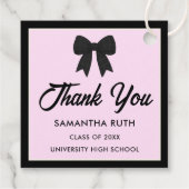 Black Gingham Bow Graduation Party フェイバータグ (裏面)