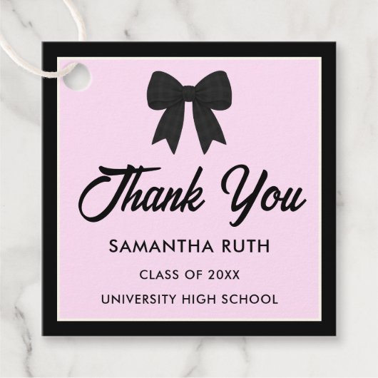 Black Gingham Bow Graduation Party フェイバータグ (正面)