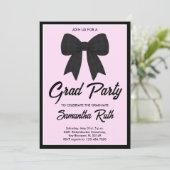 Black Gingham Bow Graduation Party 招待状 (スタンド正面)