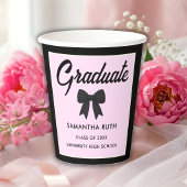 Black Gingham Bow Graduation Party 紙コップ