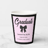 Black Gingham Bow Graduation Party 紙コップ (正面)