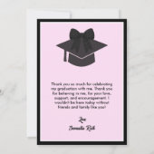 Black Gingham Bow Photo Graduation サンキューカード (裏面)