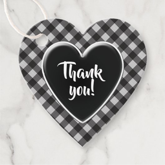 Black Gingham Checks Pattern Thank 来 For Thanks フェイバータグ (正面)