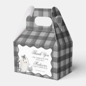 Black Gingham Cute Boo Ghost Birthday Favors Gable フェイバーボックス (裏面サイド)