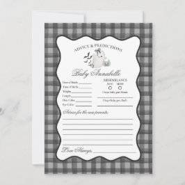 Black Gingham Cute Ghost Advice for Baby Card 招待状