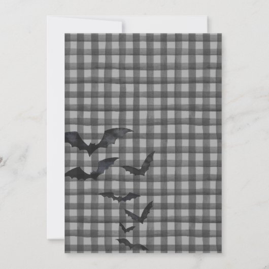 Black Gingham Cute Ghost Advice for Baby Card 招待状 (裏面)