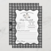 Black Gingham Cute Ghost Advice for Baby Card 招待状 (正面/裏面)