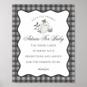 Black Gingham Cute Ghost Advice for Baby Sign ポスター (正面)