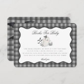 Black Gingham Cute Ghost Books for Baby Insert エンクロージャーカード (正面/裏面)