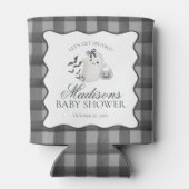 Black Gingham Little Boo Ghost Baby Shower Favors 缶クーラー (裏面)