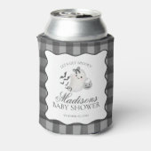 Black Gingham Little Boo Ghost Baby Shower Favors 缶クーラー (缶裏面)