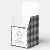 Black Gingham Little Boo Ghost Baby Shower Gable フェイバーボックス (オープン)