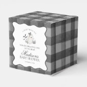 Black Gingham Little Boo Ghost Baby Shower Gable フェイバーボックス (裏面サイド)