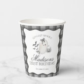 Black Gingham Little Boo Ghost Birthday Coffee 紙コップ (裏面)