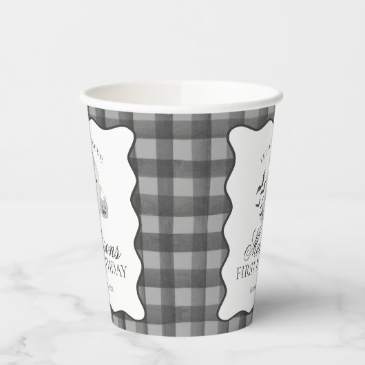 Black Gingham Little Boo Ghost Birthday Coffee 紙コップ (左)