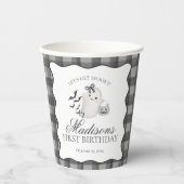 Black Gingham Little Boo Ghost Birthday Coffee 紙コップ (正面)