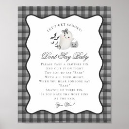 Black Gingham Little Boo Ghost Dont Say Baby Game ポスター