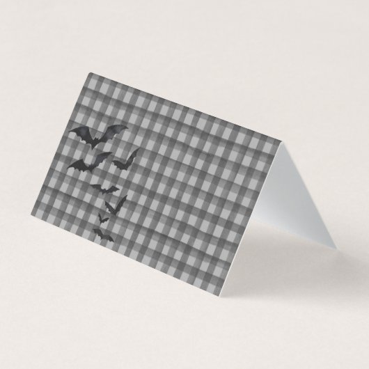Black Gingham Little Boo Ghost Party Folded Card (裏面)