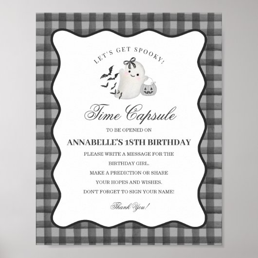 Black Gingham Little Boo Ghost Time Capsule Game ポスター (正面)