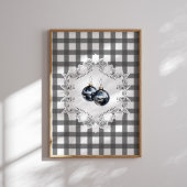 Black Gingham Ornament Christmas Wall Art ポスター