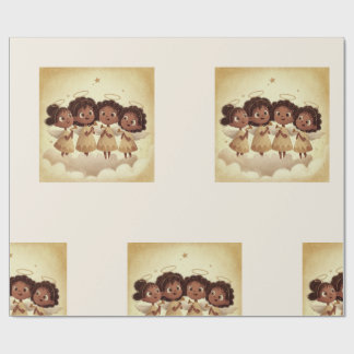 Black Girl Angel Christmas Choir Wrapping Paper 1 ラッピングペーパー