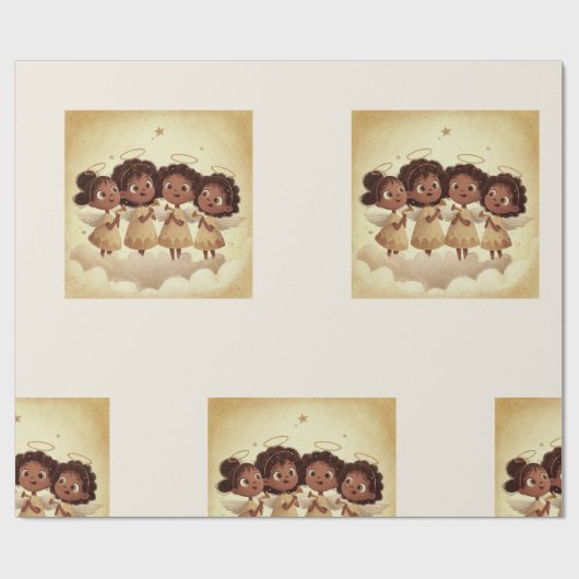 Black Girl Angel Christmas Choir Wrapping Paper 1 ラッピングペーパー (フラット)