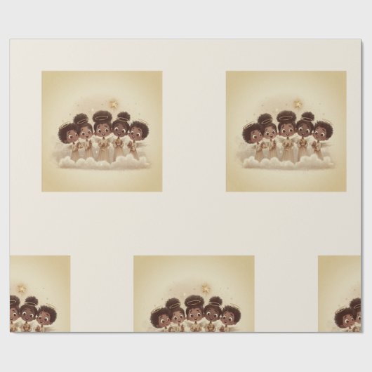 Black Girl Angel Christmas Choir Wrapping Paper 2 ラッピングペーパー (フラット)