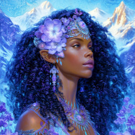 Black Girl Black Queen Fantasy Art Elf Goddess ポスター