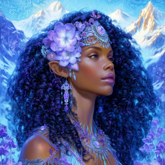 Black Girl Black Queen Fantasy Art Elf Goddess ポスター
