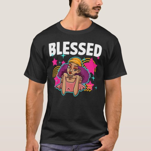 Black Girl Blessed Beyond Belief African American  Tシャツ (正面)