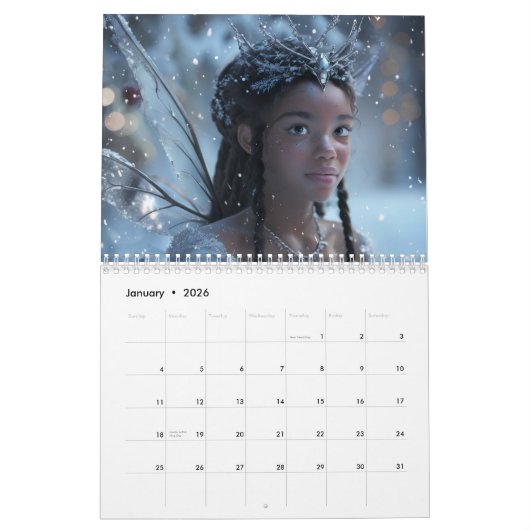 Black Girl Fairy Magic 2026 Calendar カレンダー (1月 2026)