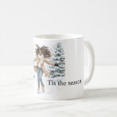 Black Girl Ice Skating Christmas コーヒーマグカップ (正面右)