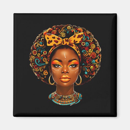 Black Girl Magic Afro Melanin Queen African Americ マグネット (正面)