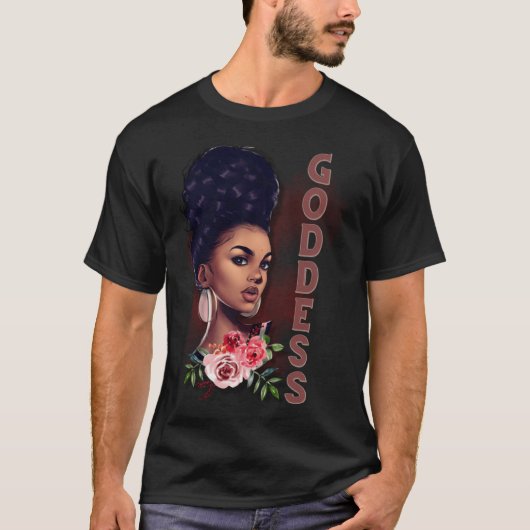 Black Girl Magic Goddess Afro Girl Faith God Stron Tシャツ (正面)