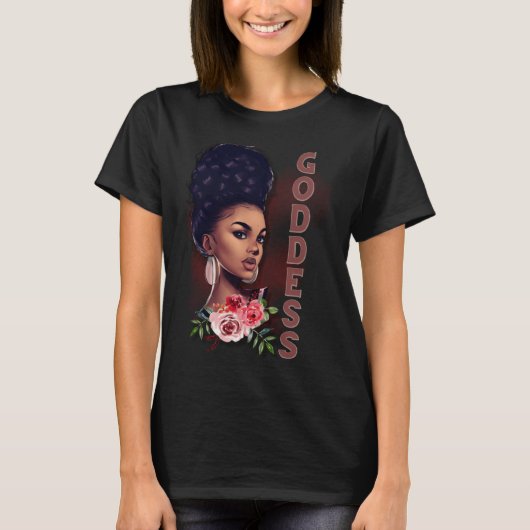 Black Girl Magic Goddess Afro Girl Faith God Stron Tシャツ (正面)