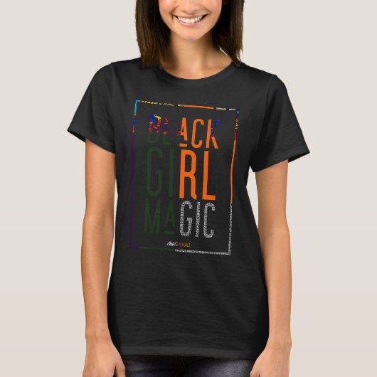 BLACK GIRL MAGIC Melanin Afro Queen HBCU Black His Tシャツ (正面)