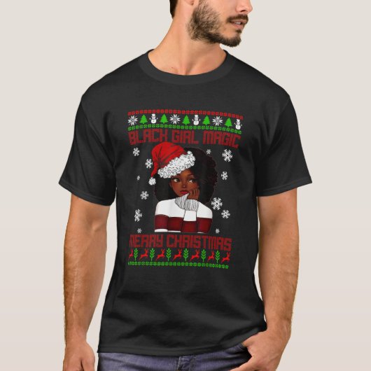 Black Girl Magic Ugly Christmas African American W Tシャツ (正面)