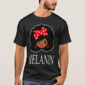 Black Girl Magic Winking Eye Afro Lips Black Queen Tシャツ (正面)