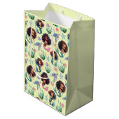 Black Girl Mermaid Birthday Gift Bag in Yellow ミディアムペーパーバッグ (裏面アングル)