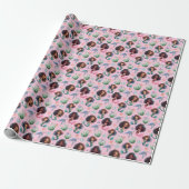 Black Girl Mermaid Birthday Gift Wrap in Pink ラッピングペーパー (アンロールド)