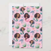 Black Girl Mermaid Birthday Invitation in Pink 招待状 (裏面)