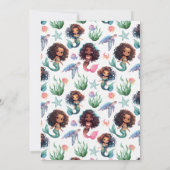Black Girl Mermaid Birthday Invitation in White  招待状 (裏面)