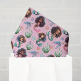 Black Girl Mermaid Birthday Tissue Paper in Pink 薄葉紙